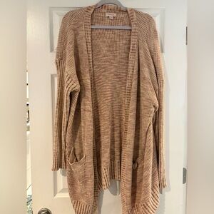 Knox Rose Open-Front Knit Cardigan in Taupe